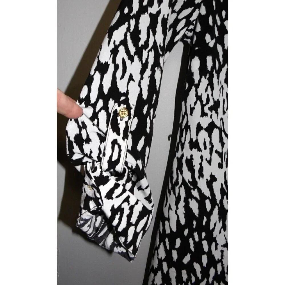 THE LIMITED Ashton black & white full button long shirt dress women's size S